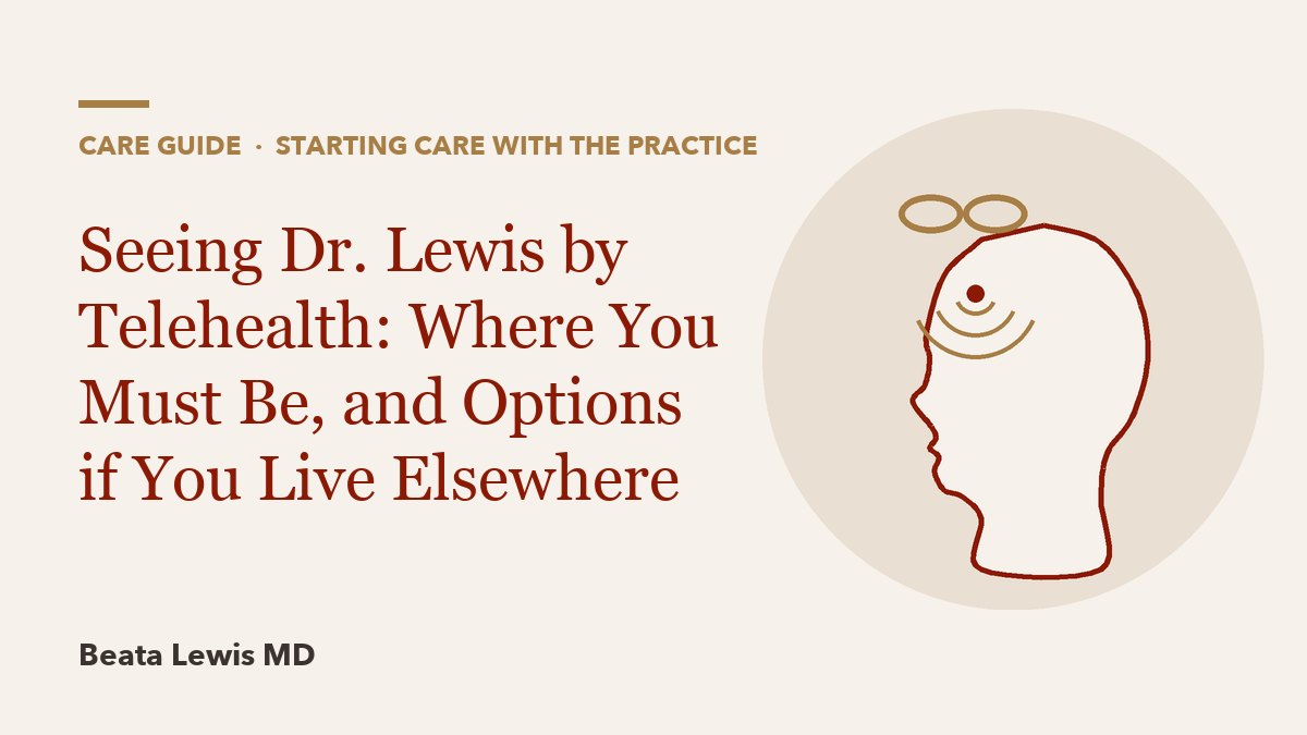 Seeing Dr. Lewis by Telehealth: Where You Must Be, and Options if You Live Elsewhere